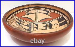 Listed Hopi Ethel Muchvo Signed Vintage Ceramic Bowl Bird & Geometric Design