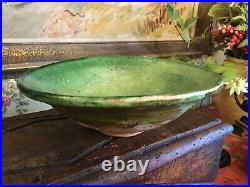 Lovely Vintage French Pottery Light Green Bowl Provence Farmhouse French Country