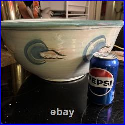 MASSIVE Vtg basin creek pottery patrick eckman pottery 16x8 Dough Bowl MUST SEE
