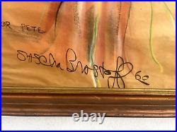 MCM 1960 Signed SASCHA BRASTOFF Pastel on Paper Pink HORSE Painting Framed