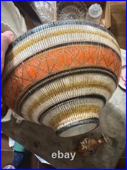MCM ALDO LONDI BITOSSI SETA LARGE BOWL ORANGE-GOLD Italian Pottery VTG