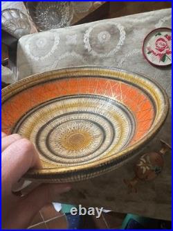 MCM ALDO LONDI BITOSSI SETA LARGE BOWL ORANGE-GOLD Italian Pottery VTG