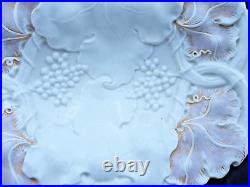 MEISSEN BOWL GRAPES & LEAVES EMBOSSED MARKED With CROSSED SWORDS 13.75 X 10