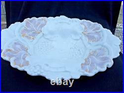 MEISSEN BOWL GRAPES & LEAVES EMBOSSED MARKED With CROSSED SWORDS 13.75 X 10