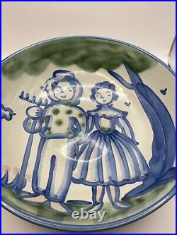 M A Hadley Pottery Farmer & Wife Large Serving Bowl