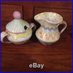 Mackenzie-Childs Pottery Vintage Ceramic Creamer & Sugar Bowl With Lid
