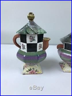Mackenzie Childs Torquay Sugar Bowl with Lid and Creamer VINTAGE