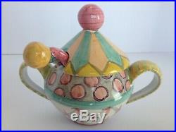 Mackenzie Childs Vintage NEW Sugar Bowl & Spoon 2001 USED Odd Fellows