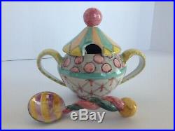 Mackenzie Childs Vintage NEW Sugar Bowl & Spoon 2001 USED Odd Fellows
