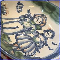 Mary A. Hadley Pottery Vintage Large 11 Serving Bowl Country Farmer And Wife
