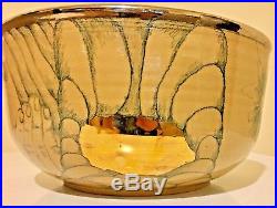 Mary Lou Higgins Signed 10.25 Art Pottery Bowl Vtg 1977 Silver Gold Lustreware