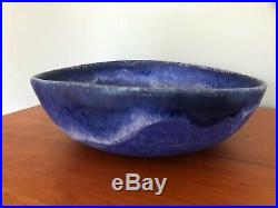 McCarty's Pottery Vintage Signed 10-inch Ovoid Cobalt Bowl-EUC-Rare shape