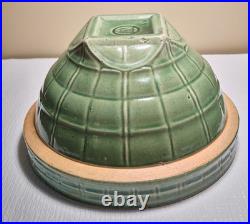 McCoy Pottery Green Windowpane Bowl 8 Shield #4 Mark 1930's Vintage