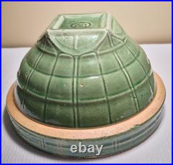 McCoy Pottery Green Windowpane Bowl 8 Shield #4 Mark 1930's Vintage