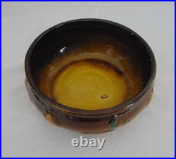 McCoy Pottery Vintage Mid Century Chocolat Brown Footed Glazed Bowl Floral 205-8