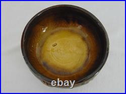 McCoy Pottery Vintage Mid Century Chocolat Brown Footed Glazed Bowl Floral 205-8