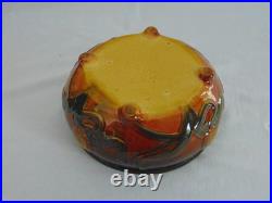 McCoy Pottery Vintage Mid Century Chocolat Brown Footed Glazed Bowl Floral 205-8