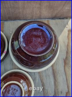 McCoy Vintage 1930's Brown Stoneware Ribbed Mixing Bowl nesting set of 4