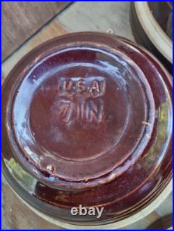 McCoy Vintage 1930's Brown Stoneware Ribbed Mixing Bowl nesting set of 4