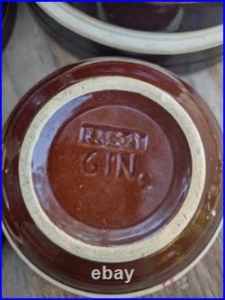 McCoy Vintage 1930's Brown Stoneware Ribbed Mixing Bowl nesting set of 4