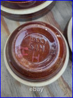 McCoy Vintage 1930's Brown Stoneware Ribbed Mixing Bowl nesting set of 4