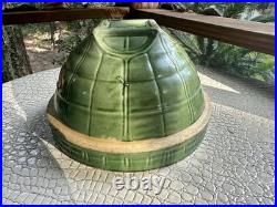 McCoy Vintage Olive Green Bowl Windowpane Design 9.75 Yellowware Mixing Bowl #9