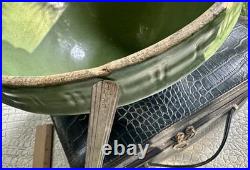 McCoy Vintage Olive Green Bowl Windowpane Design 9.75 Yellowware Mixing Bowl #9