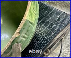 McCoy Vintage Olive Green Bowl Windowpane Design 9.75 Yellowware Mixing Bowl #9