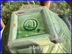 McCoy Vintage Olive Green Bowl Windowpane Design 9.75 Yellowware Mixing Bowl #9