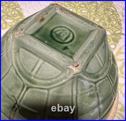 McCoy Vintage Olive Green Bowl Windowpane Design 9.75 Yellowware Mixing Bowl #9