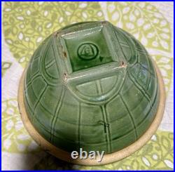 McCoy Vintage Olive Green Bowl Windowpane Design 9.75 Yellowware Mixing Bowl #9