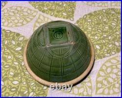 McCoy Vintage Olive Green Bowl Windowpane Design 9.75 Yellowware Mixing Bowl #9
