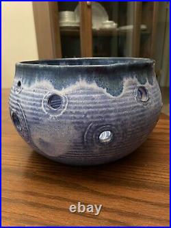 Mccarty Pottery Large Blue Fairy Lights Candle Bowl Vintage