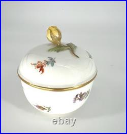 Meissen Hand Painted Flowers Yellow Rose Finial Mini Sugar Bowl Creamer Jar Set