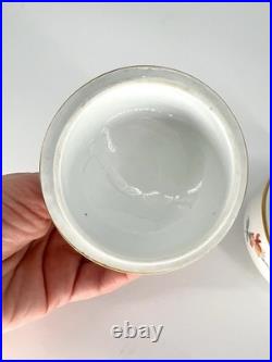 Meissen Hand Painted Flowers Yellow Rose Finial Mini Sugar Bowl Creamer Jar Set