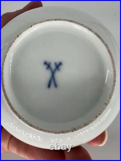 Meissen Hand Painted Flowers Yellow Rose Finial Mini Sugar Bowl Creamer Jar Set