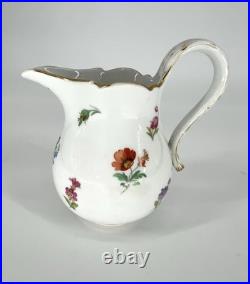 Meissen Hand Painted Flowers Yellow Rose Finial Mini Sugar Bowl Creamer Jar Set