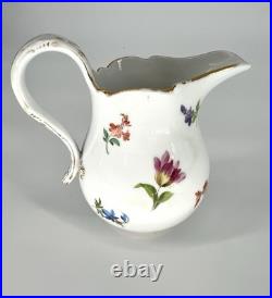 Meissen Hand Painted Flowers Yellow Rose Finial Mini Sugar Bowl Creamer Jar Set