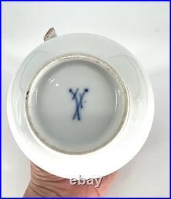 Meissen Hand Painted Flowers Yellow Rose Finial Mini Sugar Bowl Creamer Jar Set