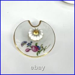 Meissen Hand Painted Flowers Yellow Rose Finial Mini Sugar Bowl Creamer Jar Set