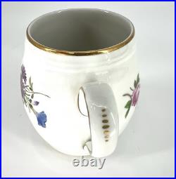 Meissen Hand Painted Flowers Yellow Rose Finial Mini Sugar Bowl Creamer Jar Set