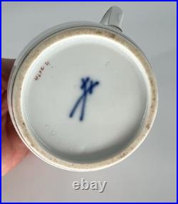 Meissen Hand Painted Flowers Yellow Rose Finial Mini Sugar Bowl Creamer Jar Set