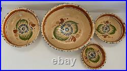 Mexican Vintage Pottery Set 4 Bowls AS IS SEE ALL PHOTOS FOR DESCRIPTION