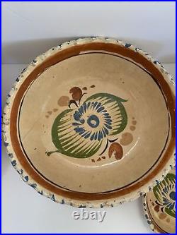 Mexican Vintage Pottery Set 4 Bowls AS IS SEE ALL PHOTOS FOR DESCRIPTION