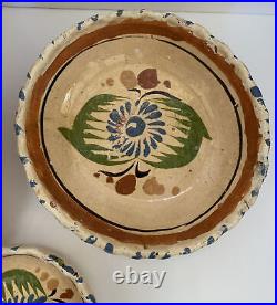 Mexican Vintage Pottery Set 4 Bowls AS IS SEE ALL PHOTOS FOR DESCRIPTION