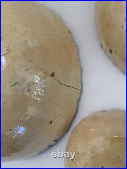 Mexican Vintage Pottery Set 4 Bowls AS IS SEE ALL PHOTOS FOR DESCRIPTION