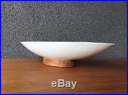 Michael Lax Ceramic Bowl Vintage Pottery Wood Base MID Century Eames Era