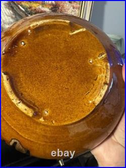 Mid Century Art Pottery Drip Glazed Low Bowl 1940s 1970s Mid Century Art Pottery Drip Glazed Low Bowl 1940s 1970s