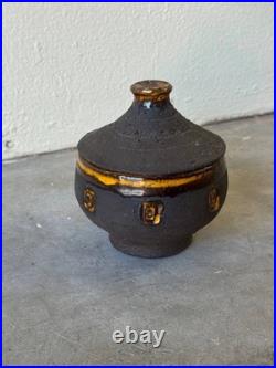 Mid-Century Modern Studio Lidded Bowl by Hegnetslund Denmark -Textured Stoneware