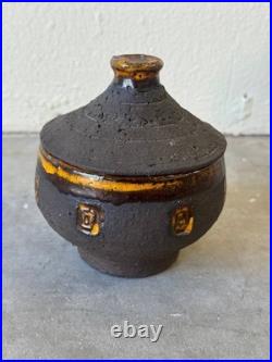 Mid-Century Modern Studio Lidded Bowl by Hegnetslund Denmark -Textured Stoneware